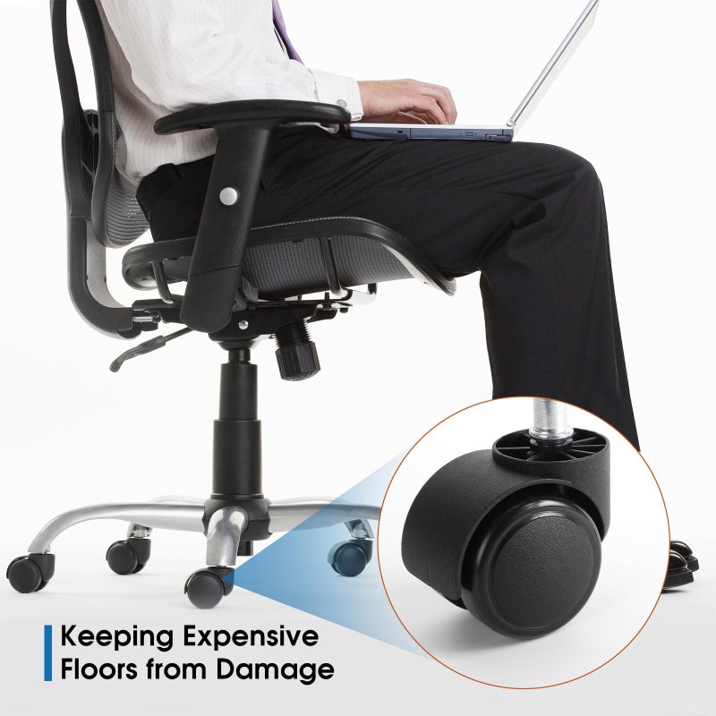 MaxGear 2"" Office Chair Wheels Heavy Duty Replacement  Mute Rubber Rotating Desk Chair Caster Wheels  Safe for All Floors Including Hardwood  Universal Standard Stem Size Fits 99%  Set of 5 - Image 4